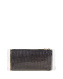 Soft Lara Crocodile Clutch Bag, Steel