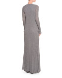 Long-Sleeve Metallic Duster, Silver