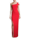 Maxson One-Shoulder Column Gown, Scarlet