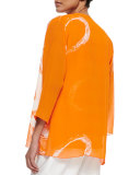 Orange Swirl Draped Jacket, Plus Size