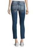 Ankle Skinny Jeans with Stem Hem, Distressed Authentic Light