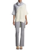 Flat-Front Flared Pants, Heather Gray