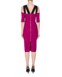 Cold-Shoulder Keyhole Sheath Dress, Orchid Pin