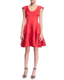 Sleeveless Scoop-Neck Party Dress, Ruby