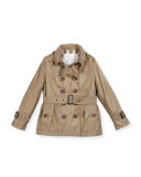 Shiny Grangemoore Hooded Trenchcoat, Sisal, Size 4-14