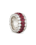 18K White Gold Expanding Ruby & Diamond Ring