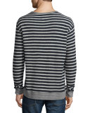 Striped Terrycloth Pullover, Navy