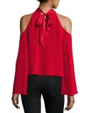 Serena Cold-Shoulder Tie-Neck Top