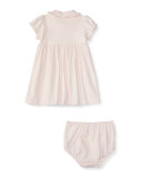 Cap-Sleeve Pima Polo Dress w/ Bloomers, Size 9-24 Months