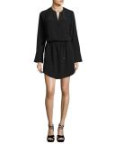 Arjun Bell-Sleeve Silk Dress, Black