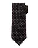 Micro-Dot Silk Tie, White/Black