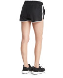 Logo-Front Mesh Training Shorts W/Stripe, Black/White 