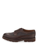 Mixed Media Wing-Tip Shoe, Brown/Gray