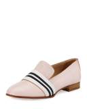 Amber Striped-Web Leather Loafer, Pink