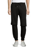 Double-Layer Jogger Pants, Black