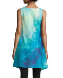 Floral Stream Printed Lounge Tunic, Blue Multi