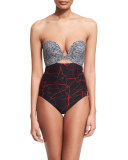 Splash Multi-Print Plunge-Neck One-Piece Swimsuit