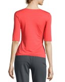 Scoop-Neck Half-Sleeve Tee, Coral