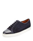 Levah Suede Low-Top Sneaker, Navy