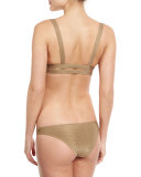 Neutra Metallic Strappy-Back Swim Top, Bronze