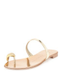 Metallic Toe-Ring Flat Sandal, Gold
