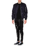Utility Zip-Up Bomber Jacket, Navy Blue