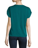 Dolman-Sleeve V-Neck Top, Peacock