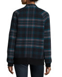 Plaid Bomber Jacket, Navy