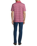 Russell Striped Stretch-Knit Polo Shirt, Red