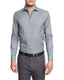 Umbrella-Print Long-Sleeve Sport Shirt, Green