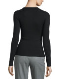 Long-Sleeve Featherweight Cashmere Top, Black