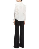 Tonal Check Silk Shirt, White