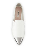 Metallic Cap-Toe Skate Sneaker, White (Bianco)