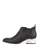 Kori Tilt-Heel Leather Bootie, Black