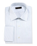 Gold Label Striped Dress Shirt, White/Blue