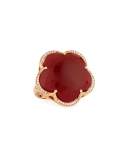 Bon Ton Carnelian Flower Ring with Diamonds in 18K Rose Gold