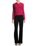 Wide-Leg Pants W/Banded Waist, Black 
