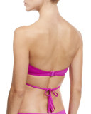 Wrap-Front Bandeau Swim Top, Fuchsia