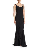Fenice Sleeveless Ruched Ruffle-Front Dress 