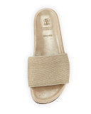Monili Flat Slide Sandal, Gold