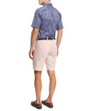NanoLuxe Tattersall Short-Sleeve Sport Shirt, Navy