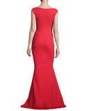 Sleeveless Stretch Jersey Mermaid Gown, Passion