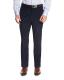 Corduroy Flat-Front Trousers, Blue