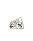 Crystal Mosaic Lace Fan Ring, Size 6