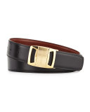 Gold Vara Reversible Buckle Belt, Brown/Black