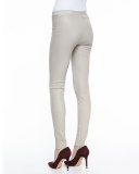 Front-Zip Leather Leggings