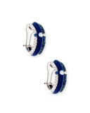 Blue Enamel & Sapphire Earrings with Diamonds