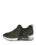 Luv Novel Shimmery Trainer, Black/Fiesta