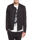 Channel-Stitch Bomber Jacket, Black