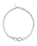 Bamboo Graduated Silver Necklace, 17"L